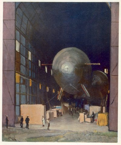 Airships, from British Artists at the Front, Continuation of The Western Front, 1918 by John Lavery